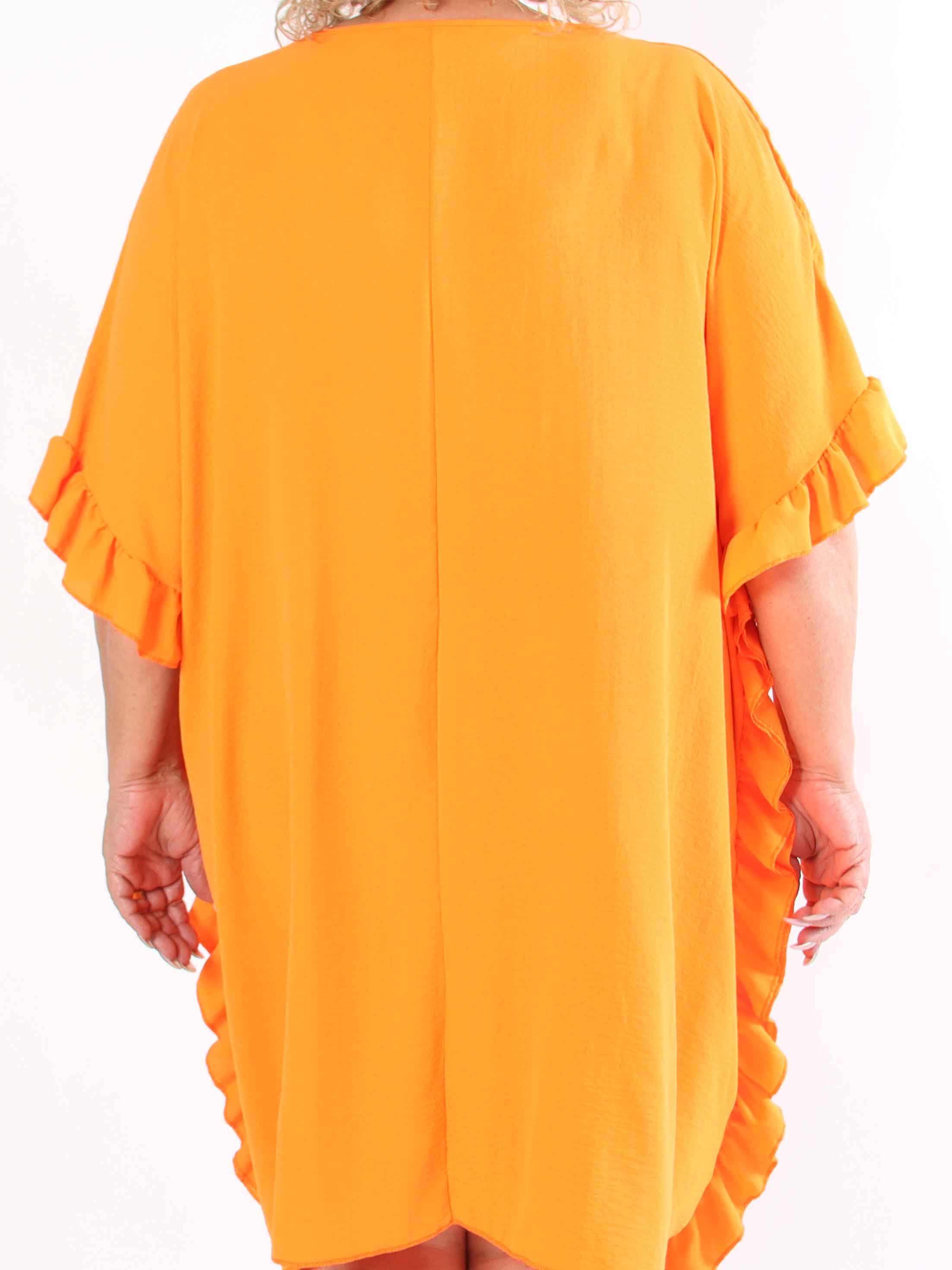 Cille - Plus size tunika med flæsekanter i siderne